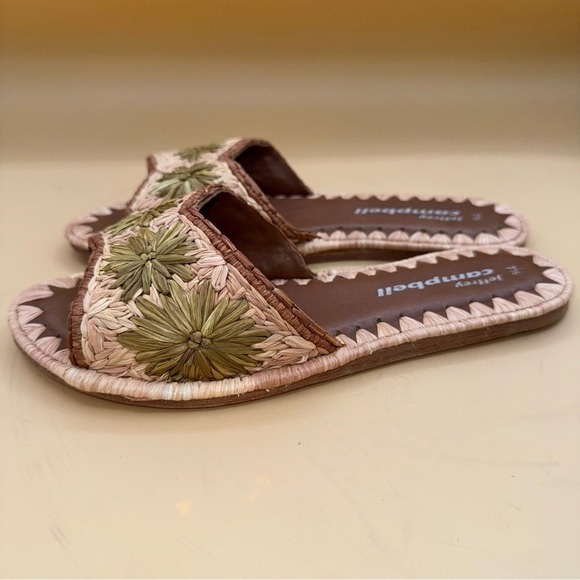 Anthropologie Jeffrey Campbell Dane Woven Raffia Slides Green Brown Size 7.5 EUC - Picture 7 of 8
